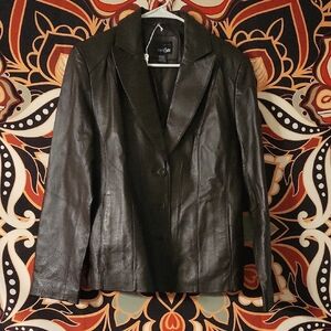 East 5th Dark Brown Leather Blazer
